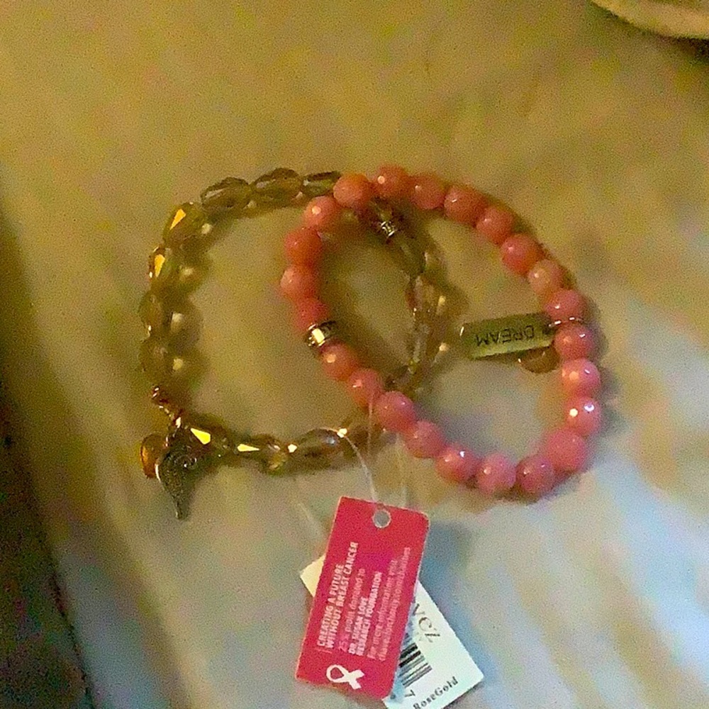 Set of two beaded charm bracelets
